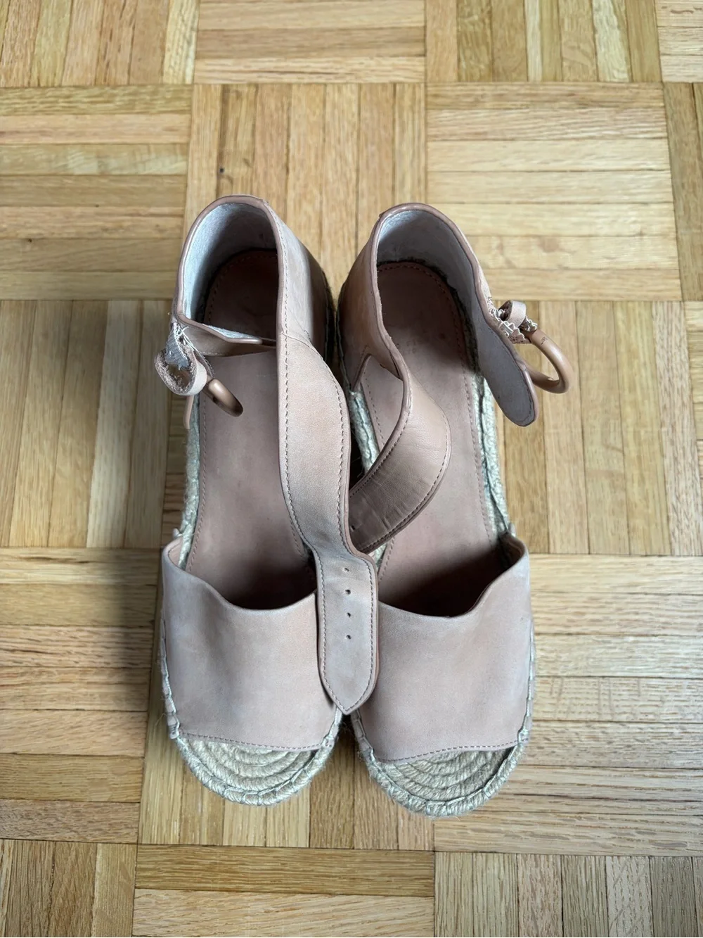 Marc Fisher Nude Espadrille Wedge Sandals